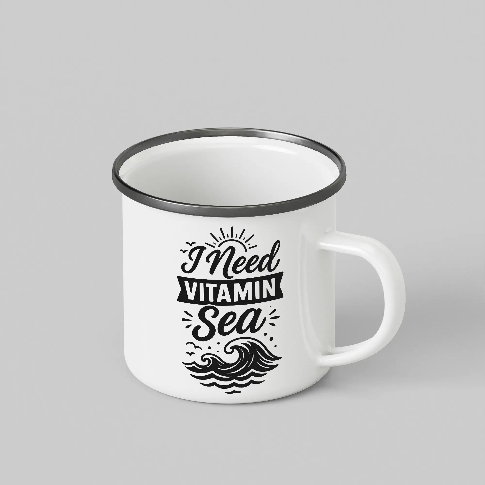 Vitamin Sea Quirky Quote White Enamel Mug