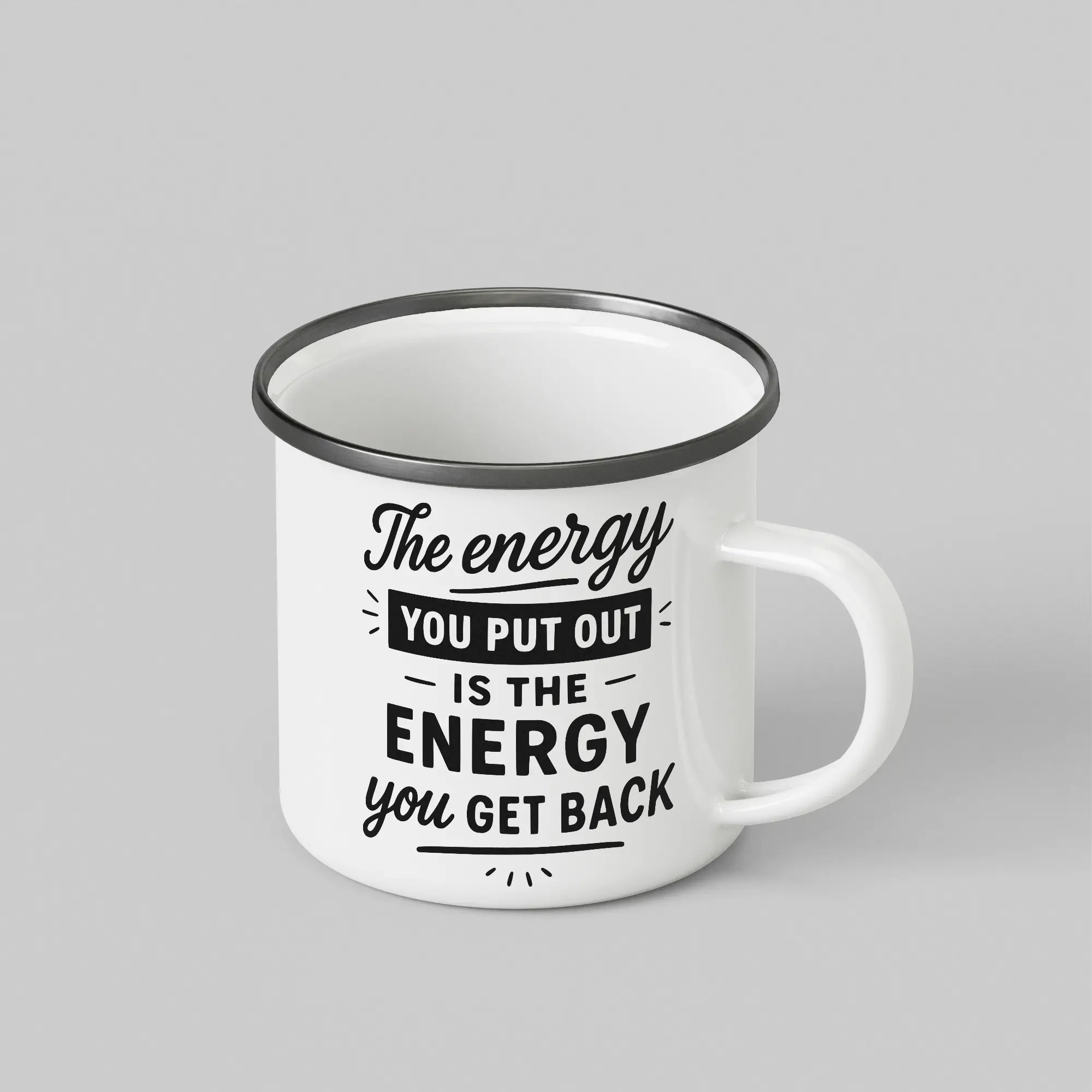 Motivational White Enamel Mug