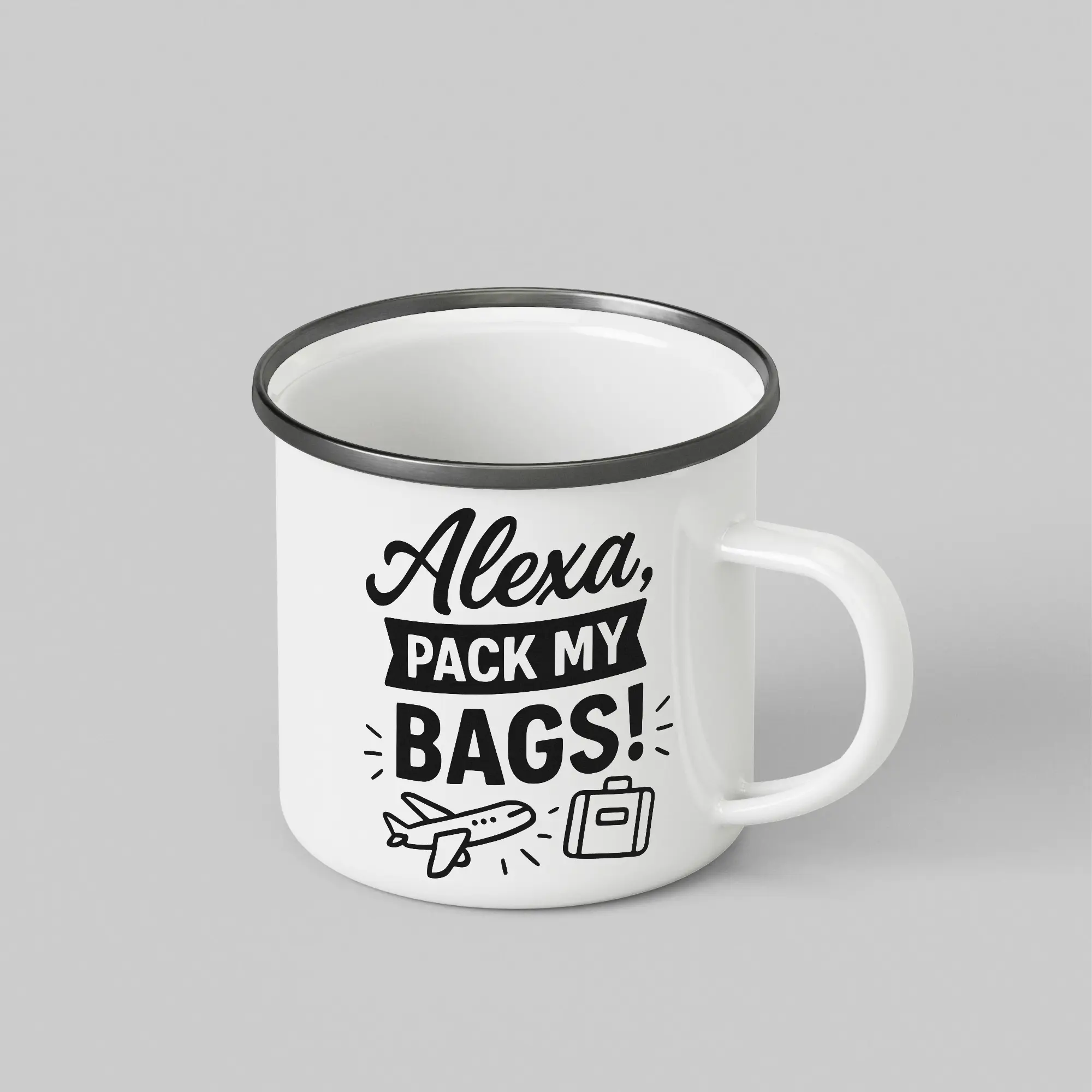 Pack Bags Travel White Enamel Mug