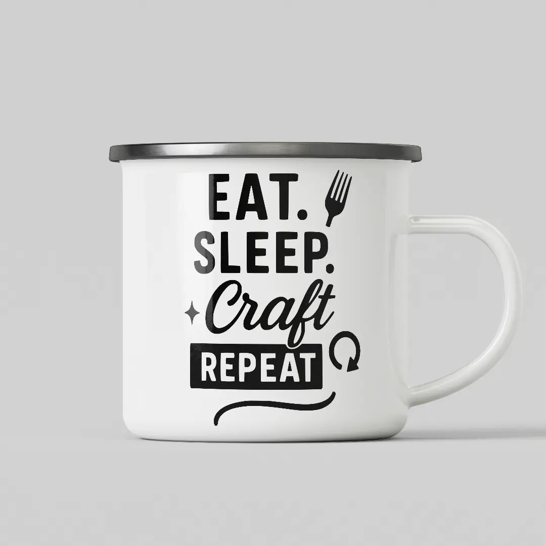 Eat Sleep Craft White Enamel Mug - Image 2
