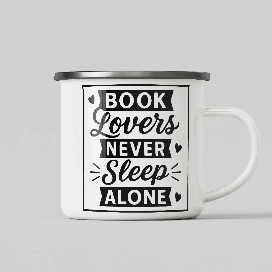 Book Lovers White Enamel Mug - Image 2