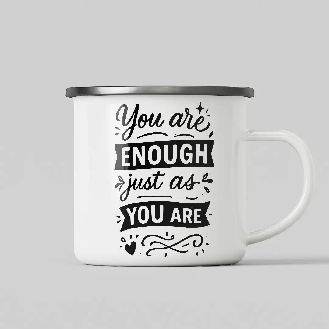 You Are Enough White Enamel Mug - Image 2