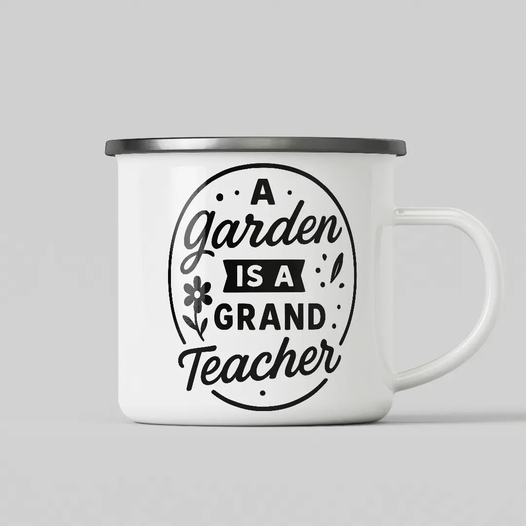 Garden Is A Teacher White Enamel Mug - Image 2