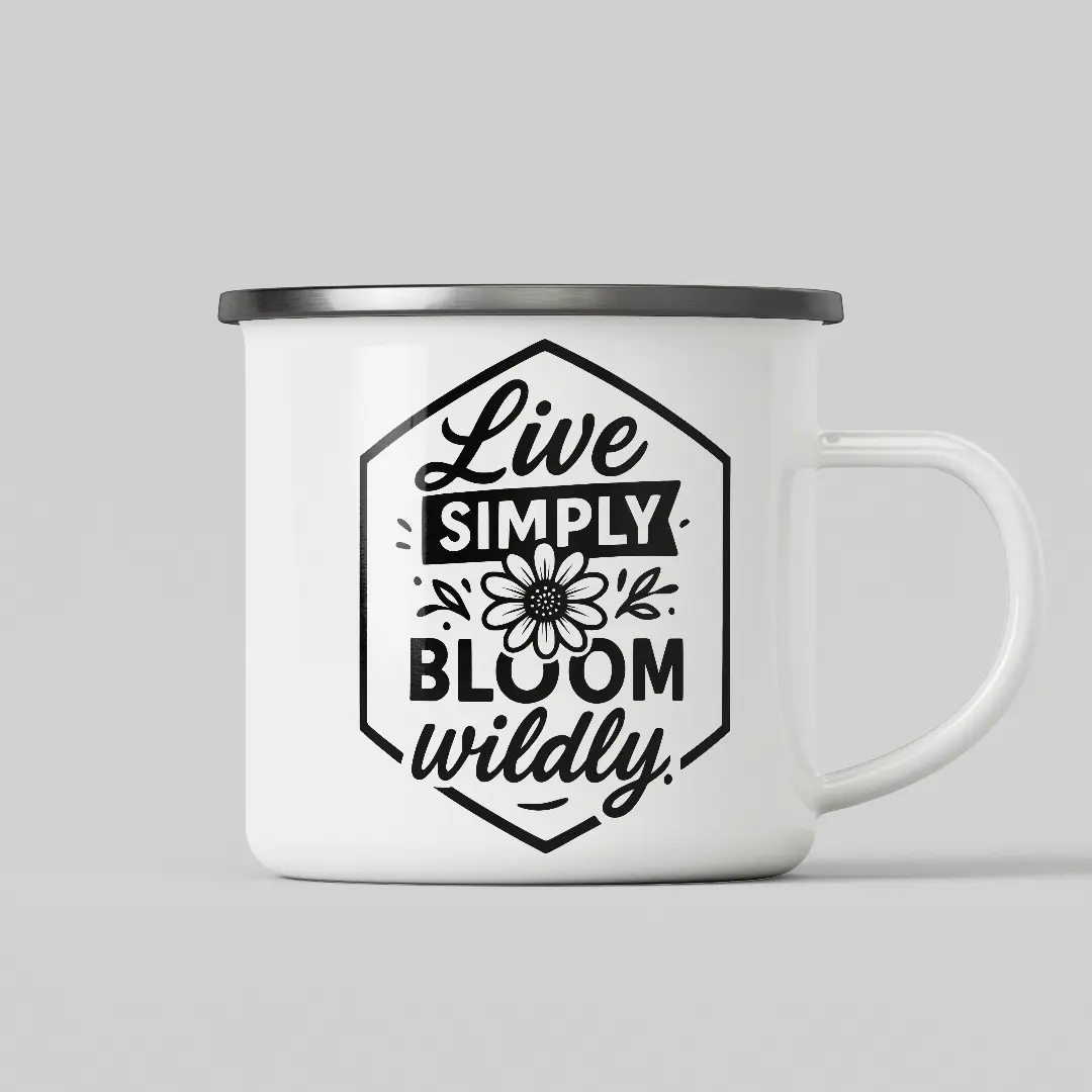 Live Simply White Enamel Mug - Image 2