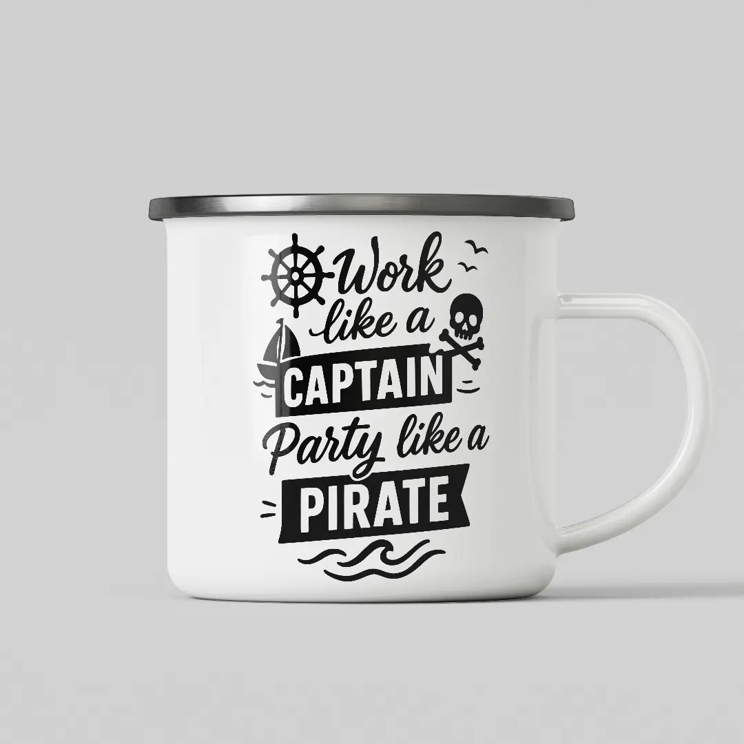 Work Like Captain White Enamel Mug - Image 2