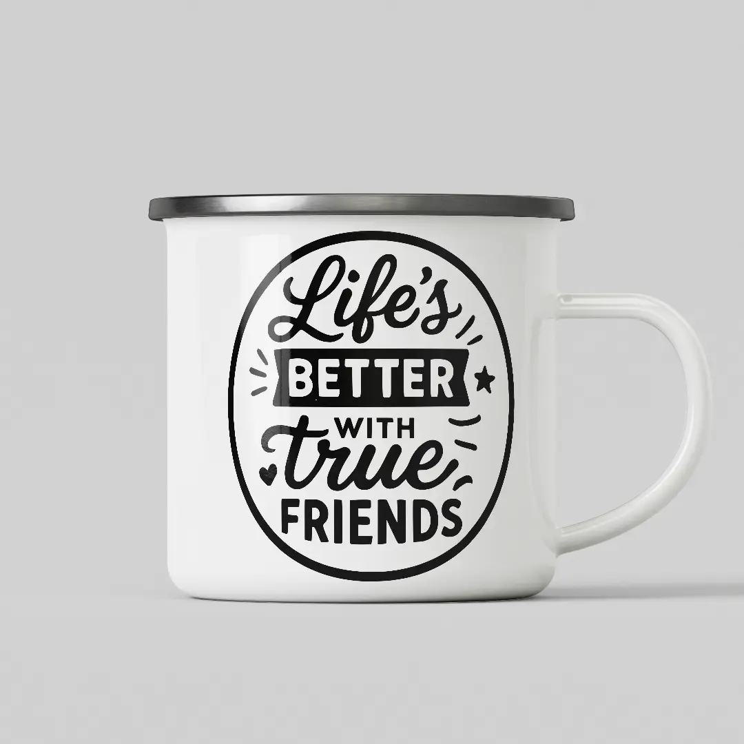 True Friends White Enamel Mug - Image 2