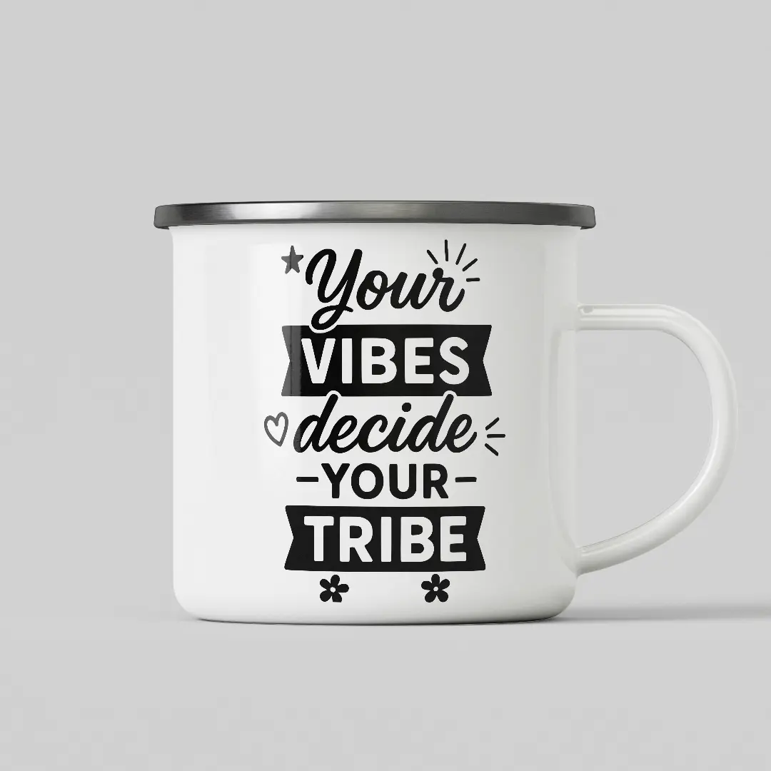 Vibes Tribe White Enamel Mug - Image 2