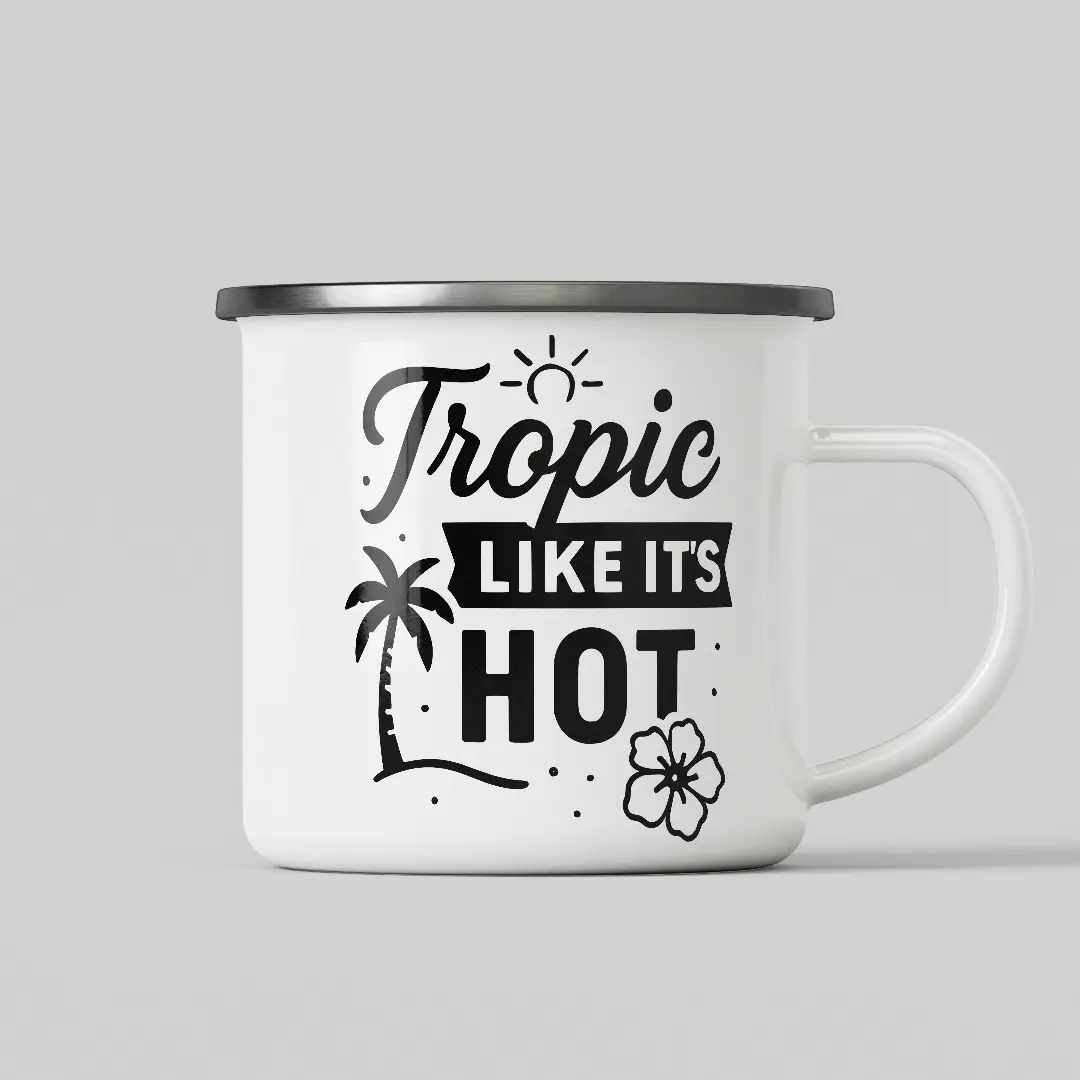 Tropic Like Its Hot White Enamel Mug - Image 2