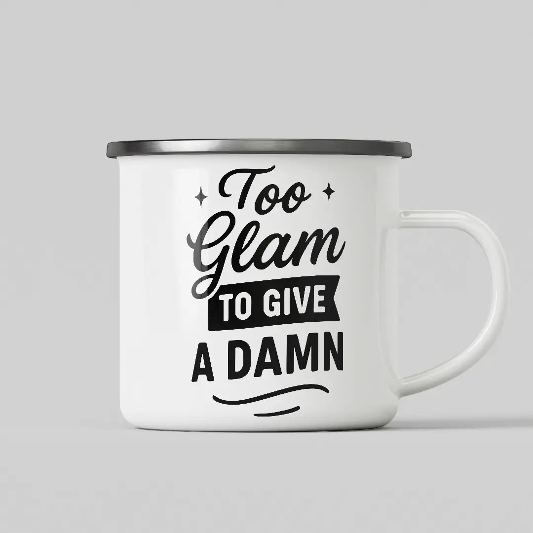 To Glam White Enamel Mug - Image 2
