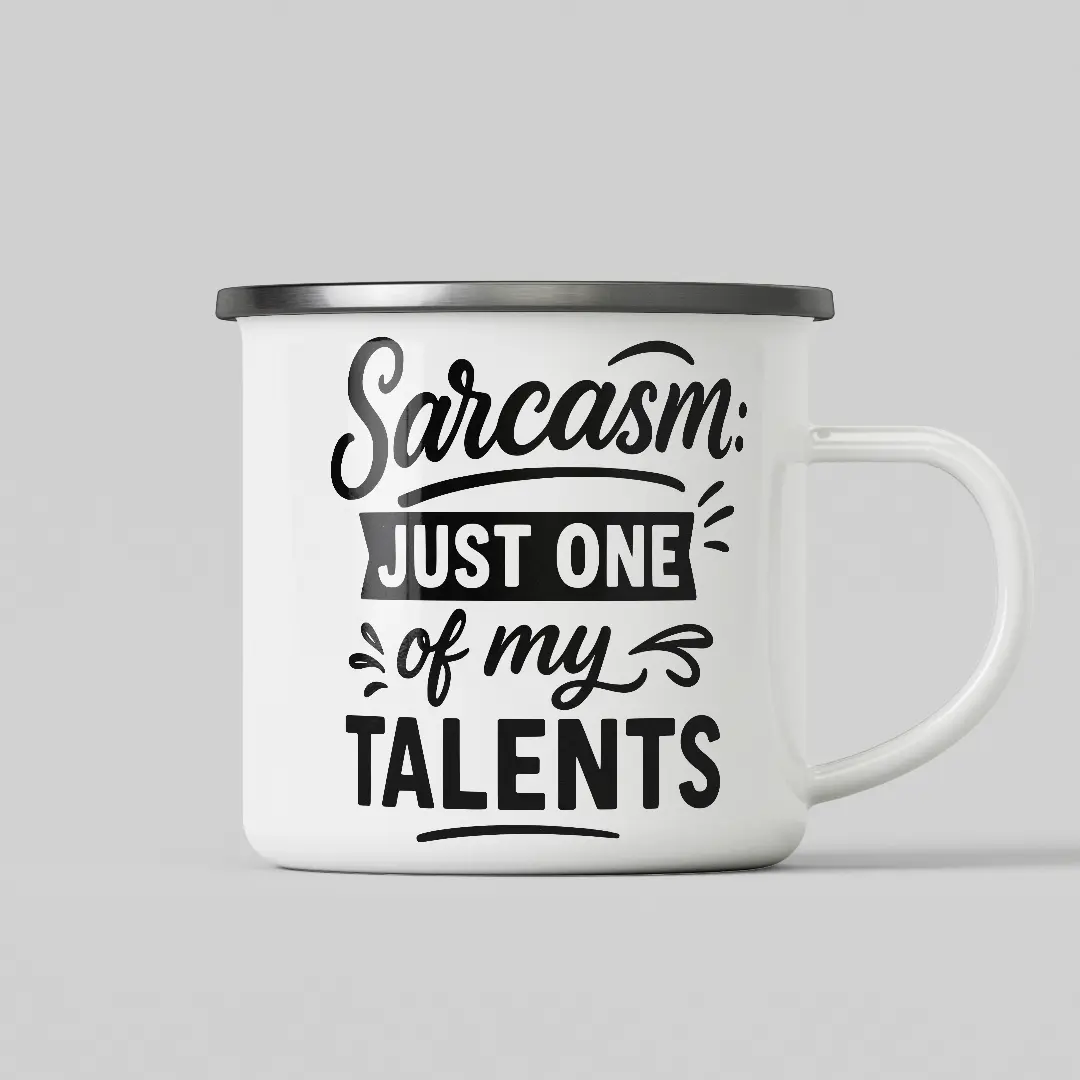 Sarcasam My Talent White Enamel Mug - Image 2
