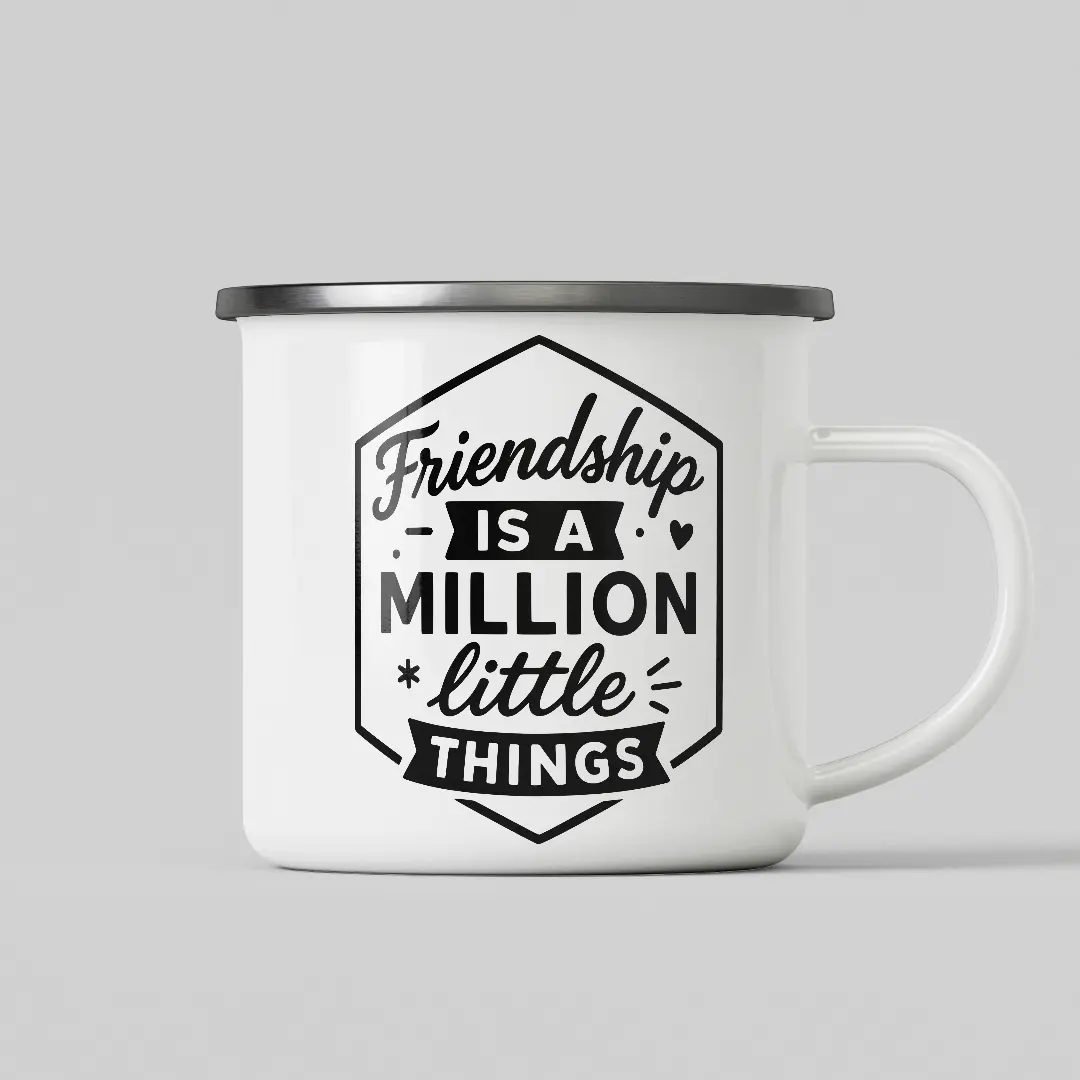 Friendship Quote White Enamel Mug - Image 2