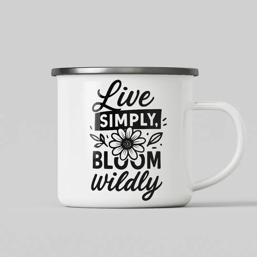 Bloom Wildly White Enamel Mug - Image 2