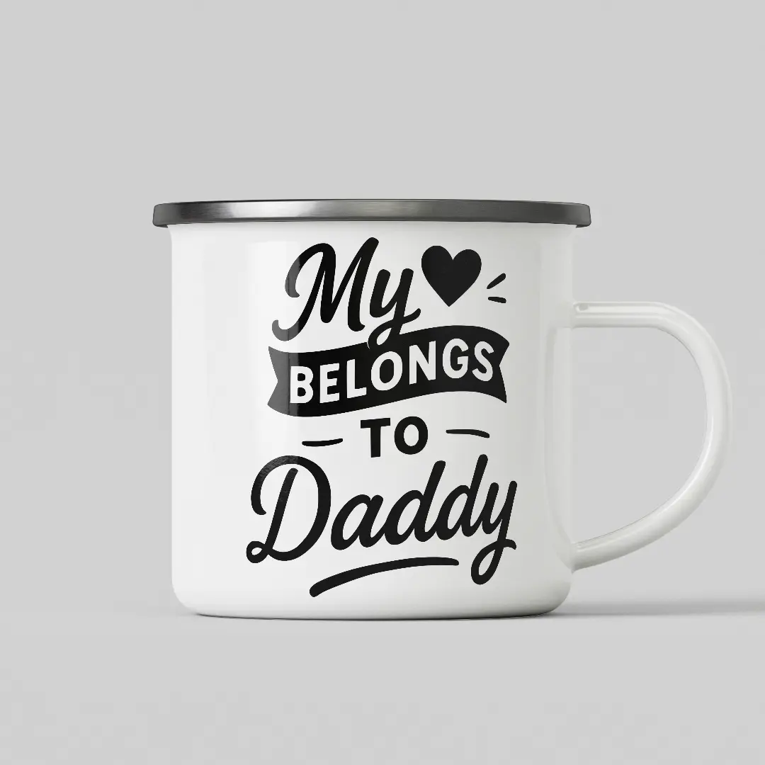Daddy Love Quote White Enamel Mug - Image 2