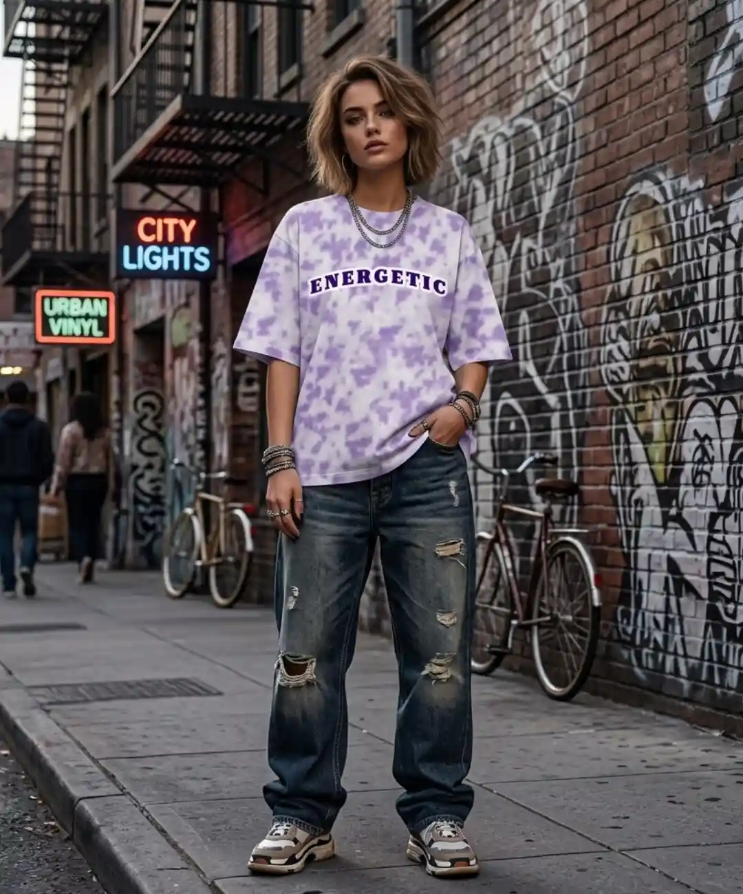 Energetic Lavender Tie Dye Oversize Cotton T-shirt