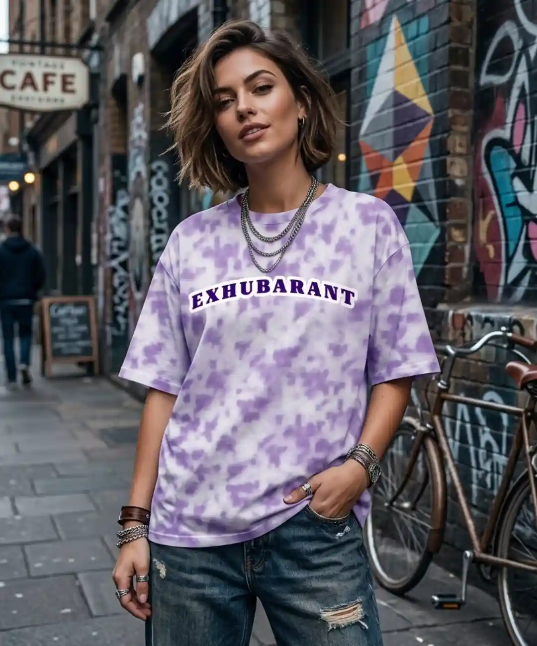 Exhubarant Lavender Tie Dye Oversize Cotton T-shirt