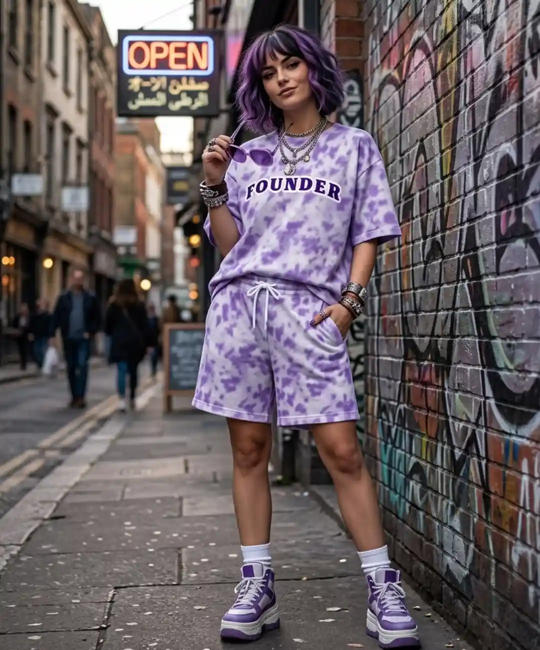 Founder Lavender Tie Dye Oversize Cotton T-shirt