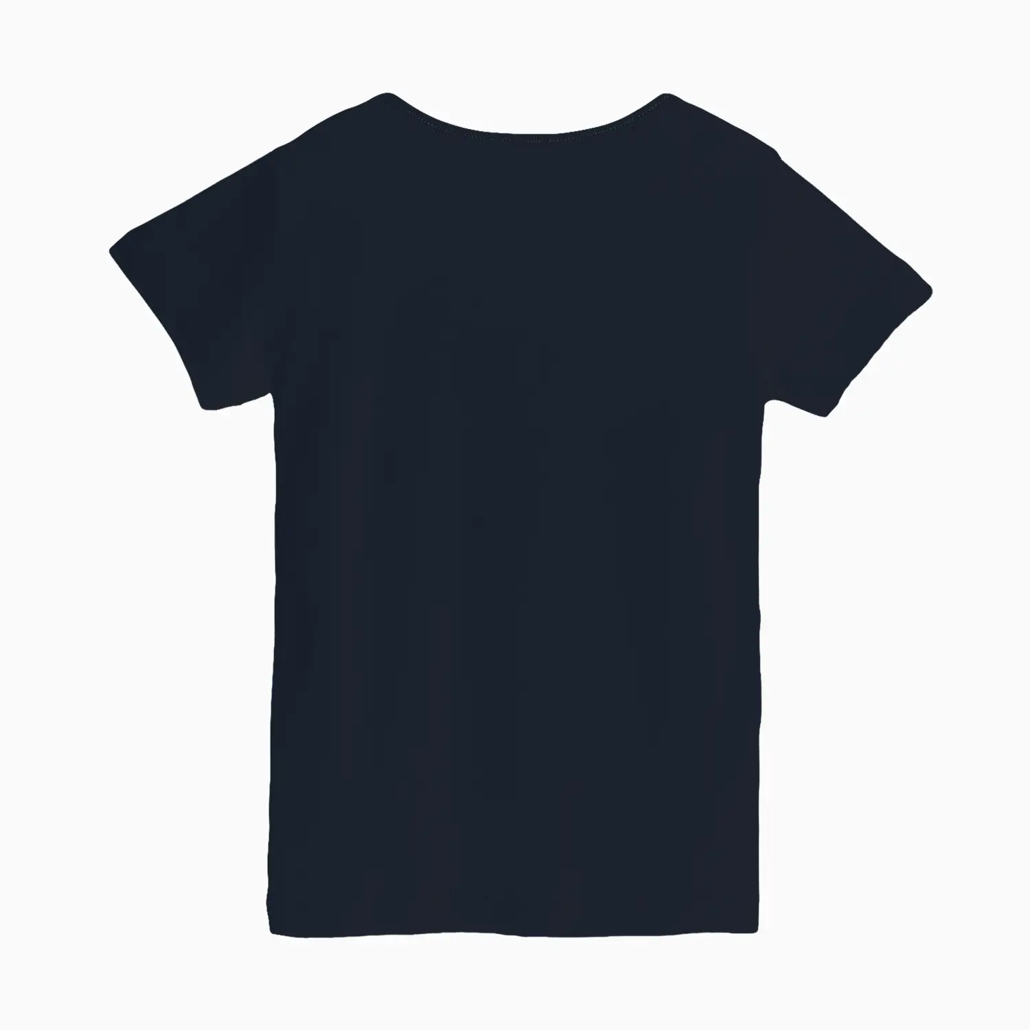 Girls Solid Plain Navy Blue Cotton T-shirt - Image 2