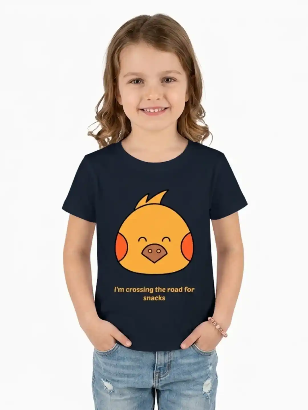 Hungry Chic Girls Navy Blue Cotton T-shirt