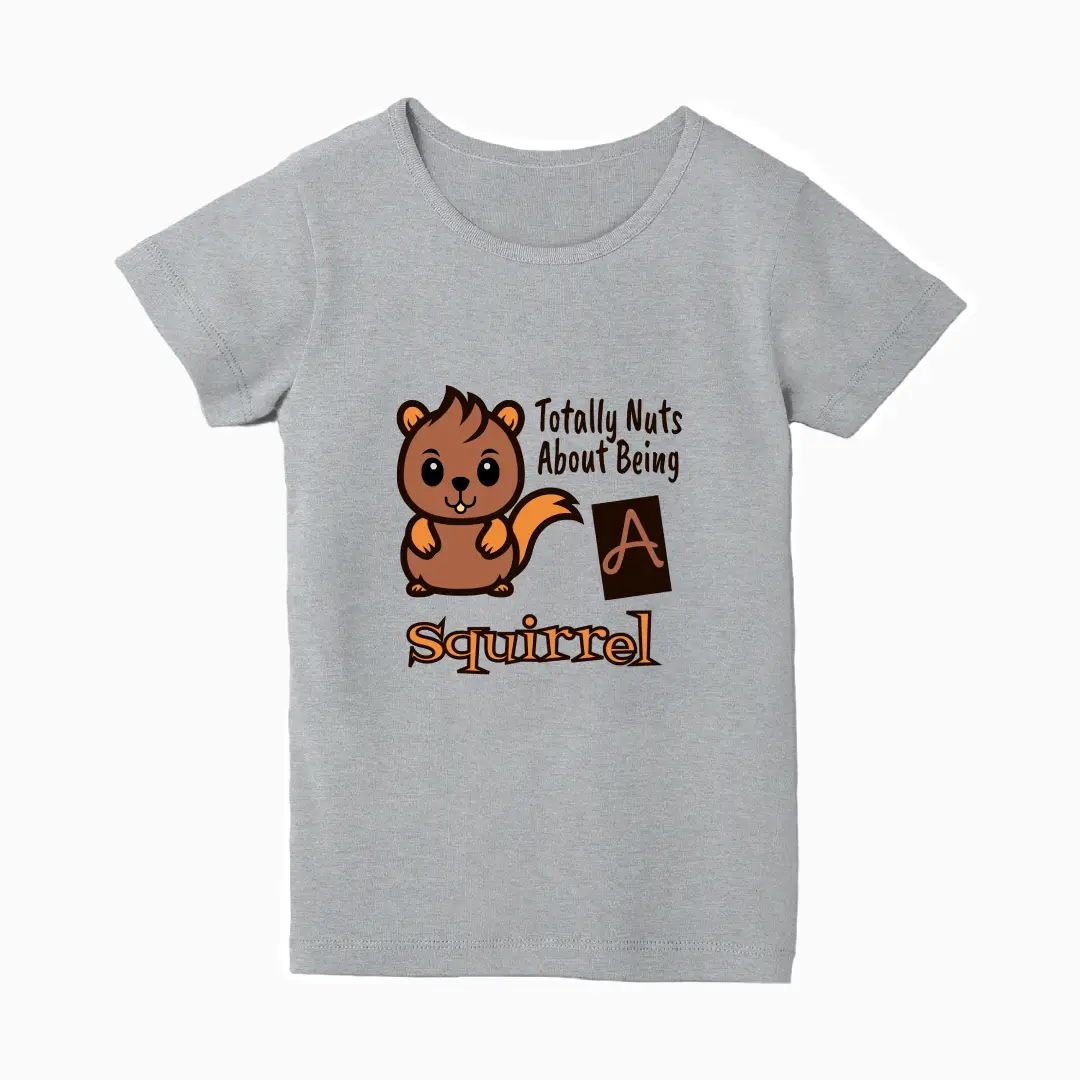 Totally Nuts Squirrel Girls Grey Cotton T-shirt - Image 2