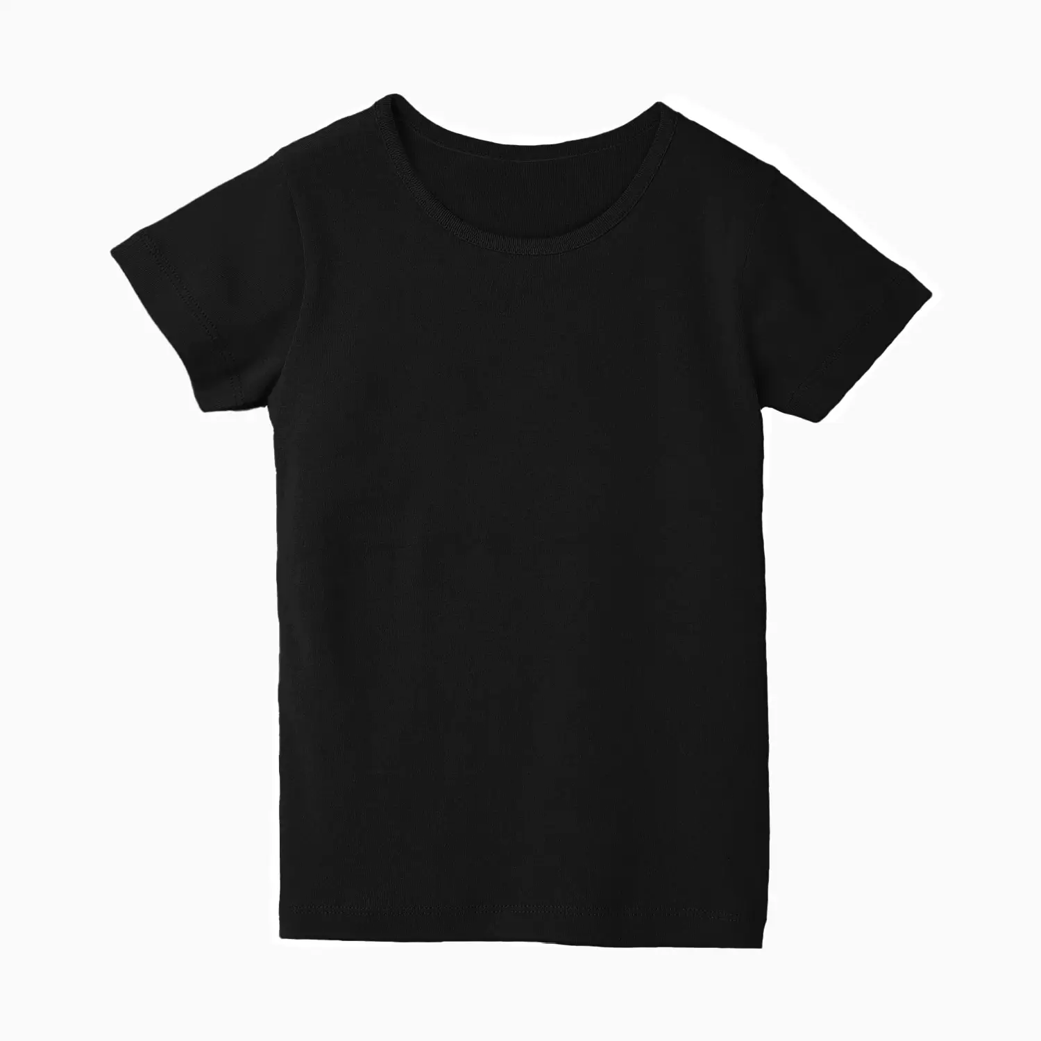 Girls Solid Plain Black Cotton T-shirt - Image 2