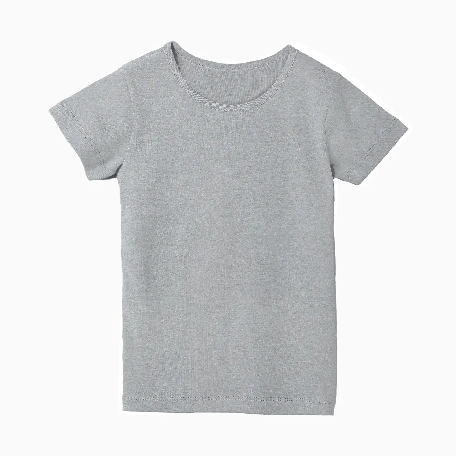 Girls Solid Plain Grey Cotton T-shirt