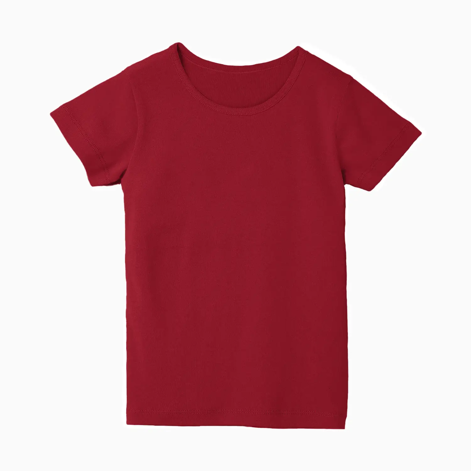 Girls Solid Plain Red Cotton T-shirt