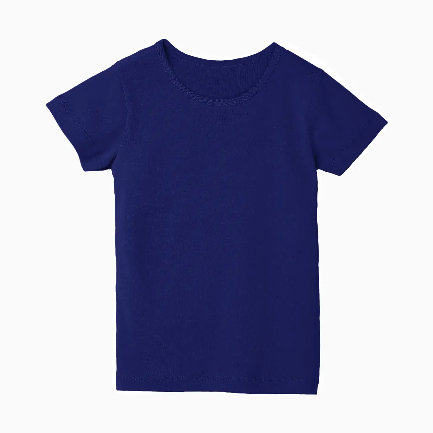 Girls Solid Plain Royal Blue Cotton T-shirt - Image 2