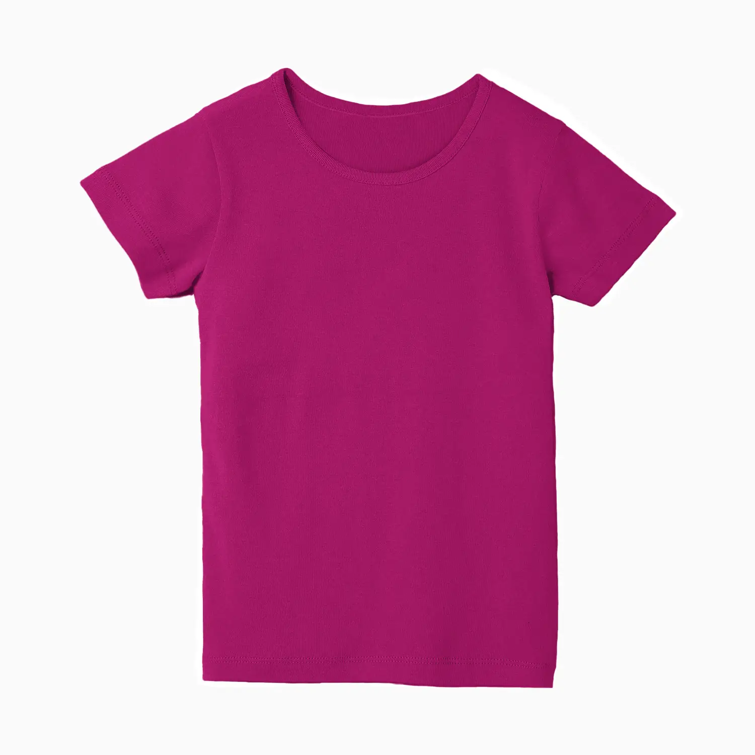 Girls Solid Plain Pink Cotton T-shirt - Image 2