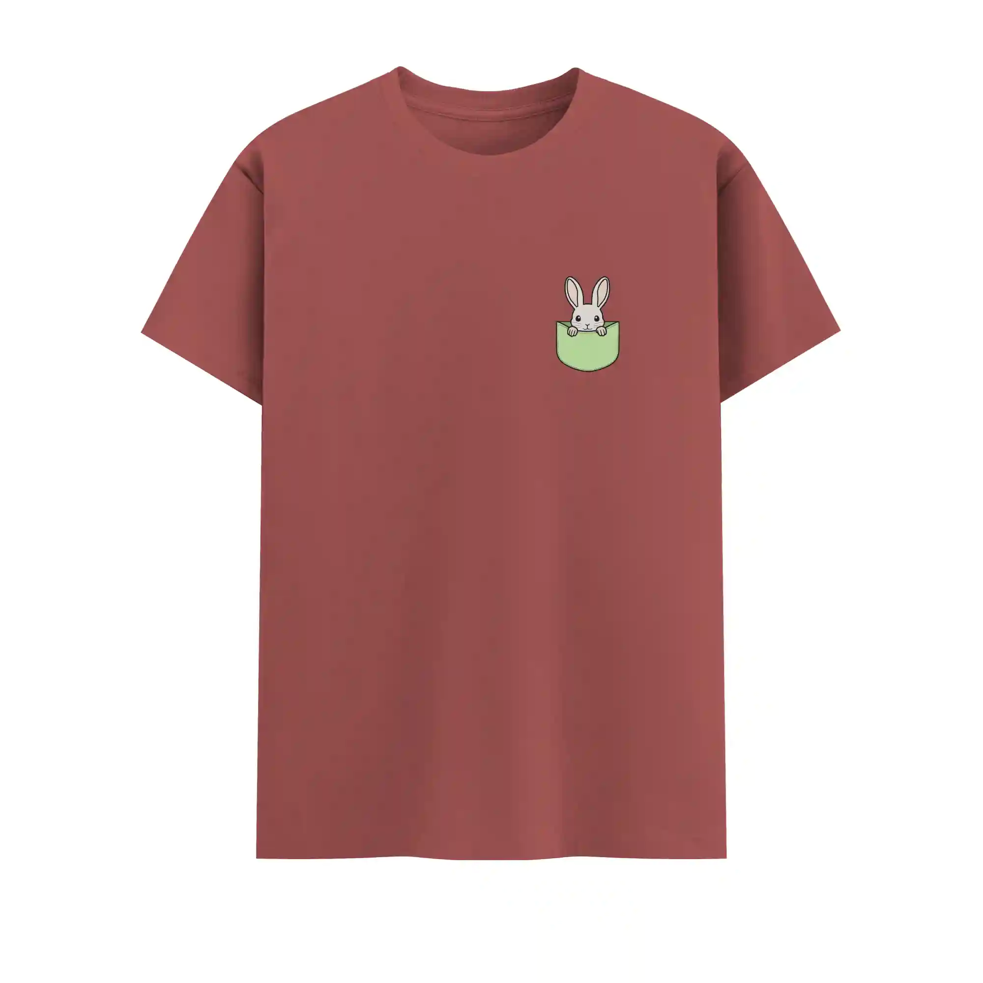 Bunny Pocket Men Coral Cotton T-Shirt - Image 2