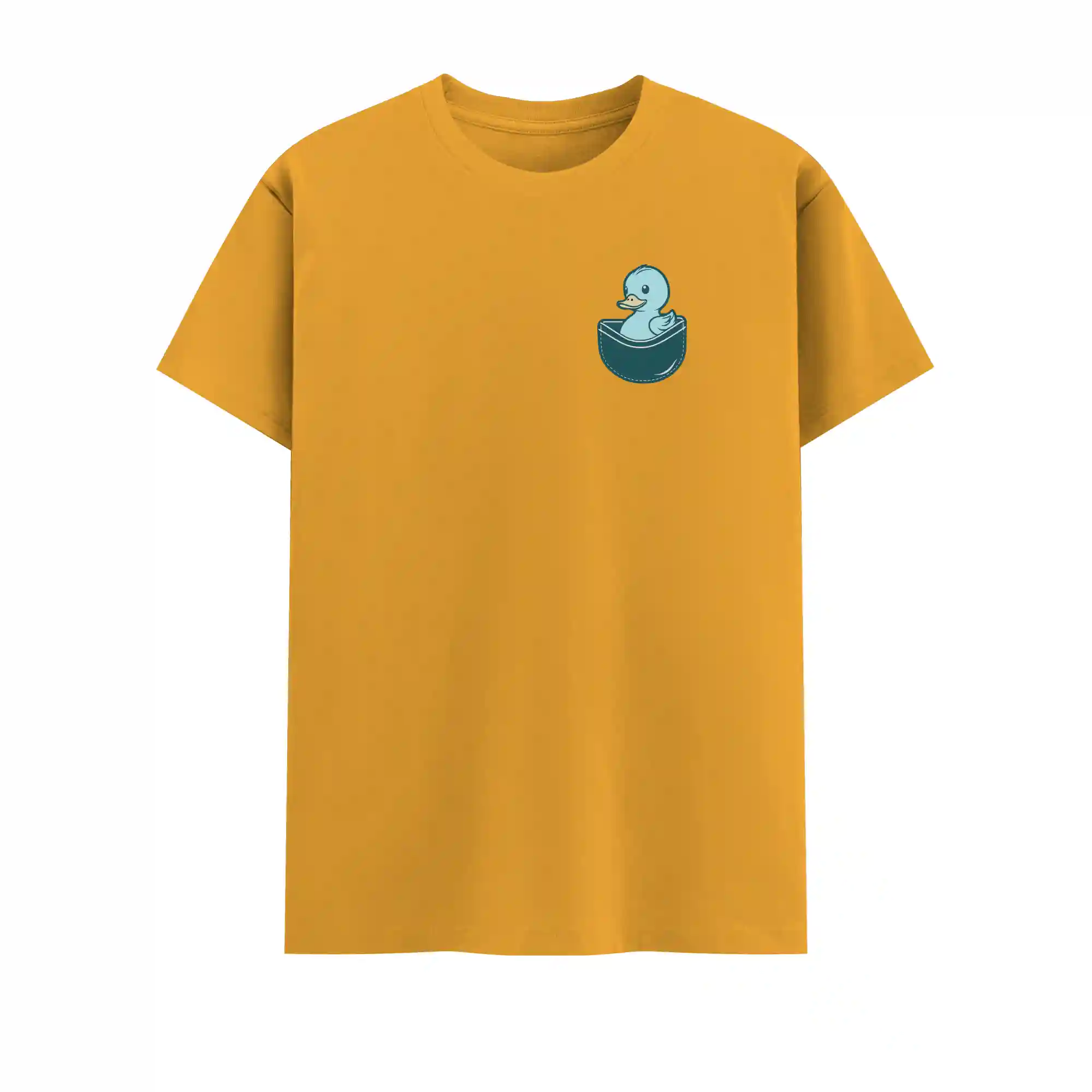 Cute Duck Pocket Print Golden Yellow T-shirt - Image 2