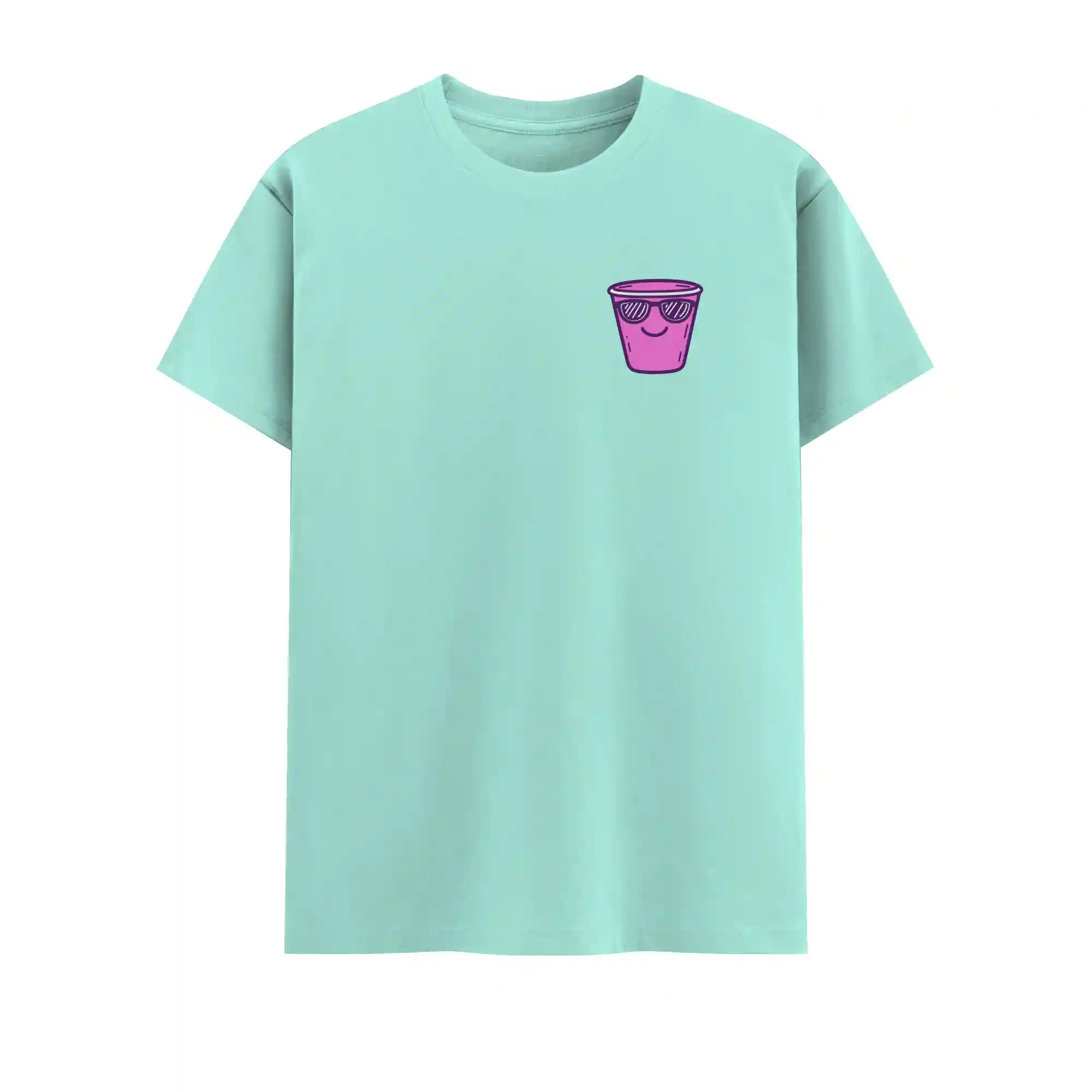 Cool Mint Color Combed Cotton T-Shirt - Image 2