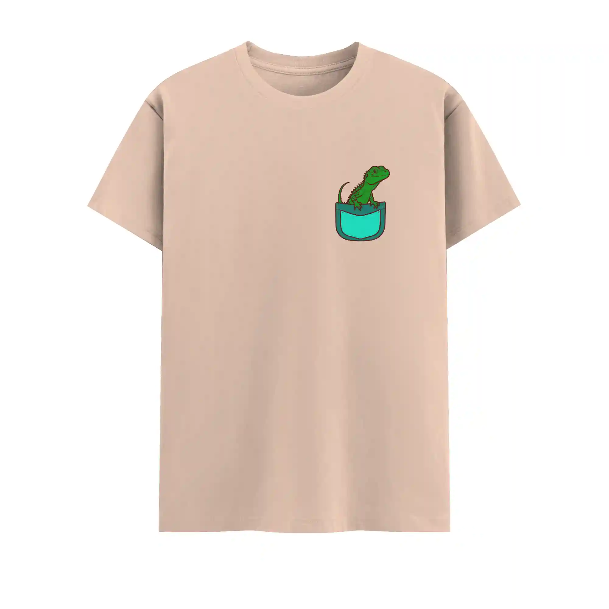 Crocodile Pocket Printed Men Peach Cotton T-Shirt - Image 2
