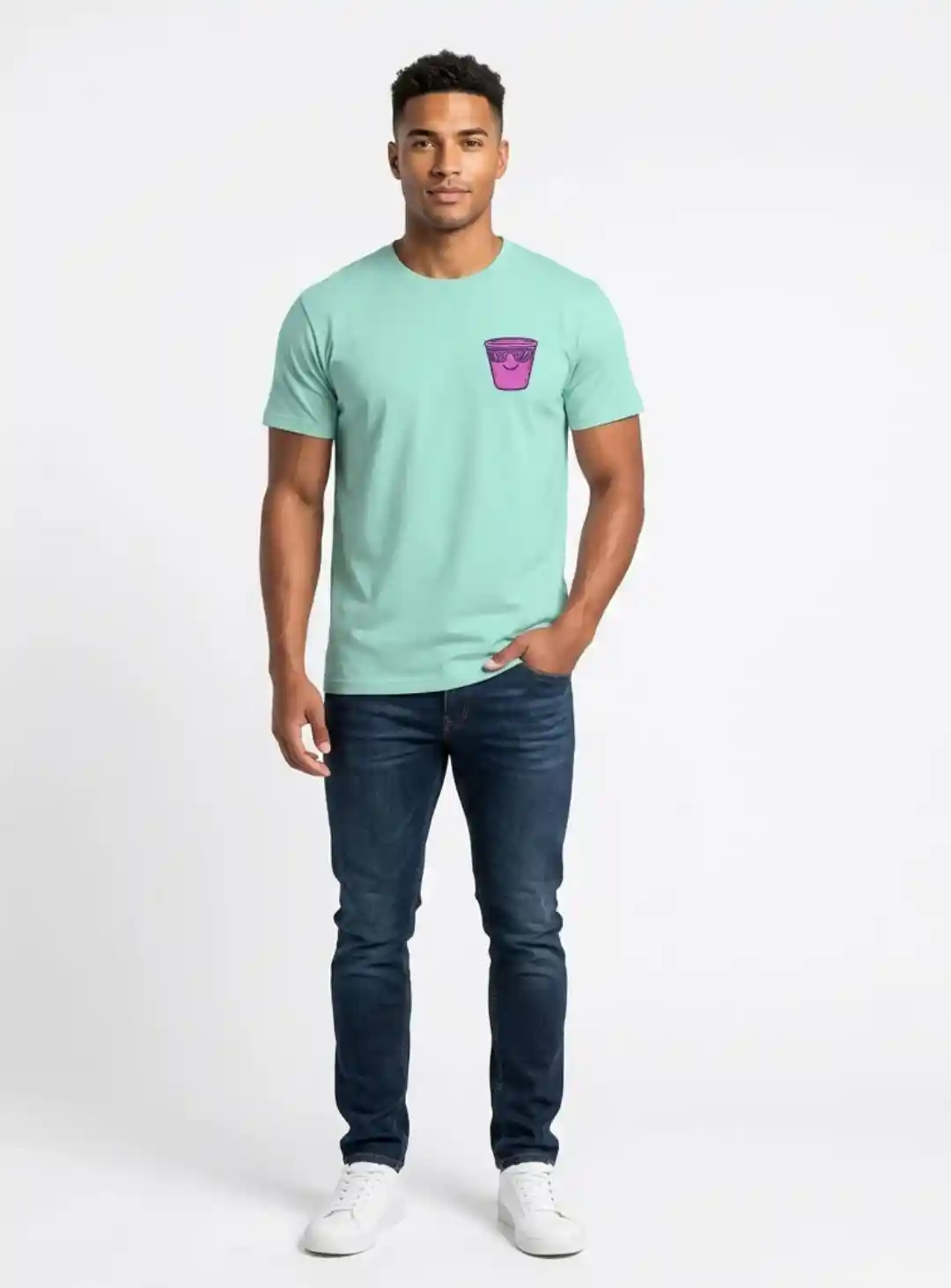 Cool Mint Color Combed Cotton T-Shirt