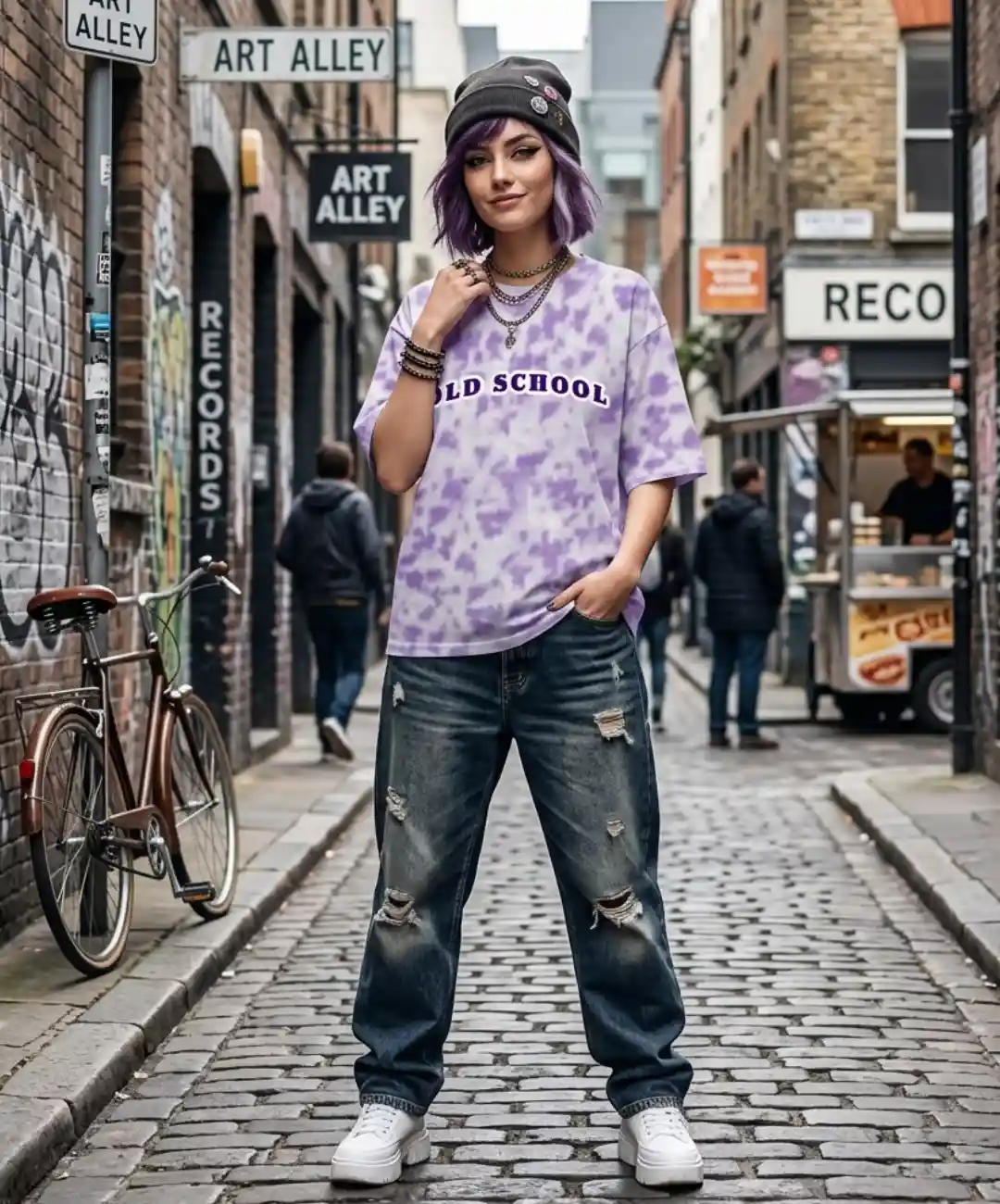 Oldschool Lavender Tie Dye Oversize Cotton T-shirt