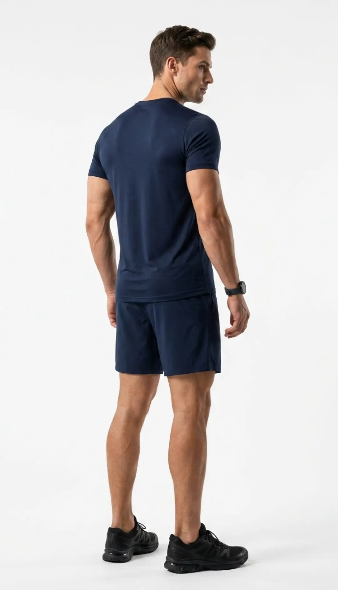 Spandex Cotton Stretch T-shirt Navy Blue - Image 4