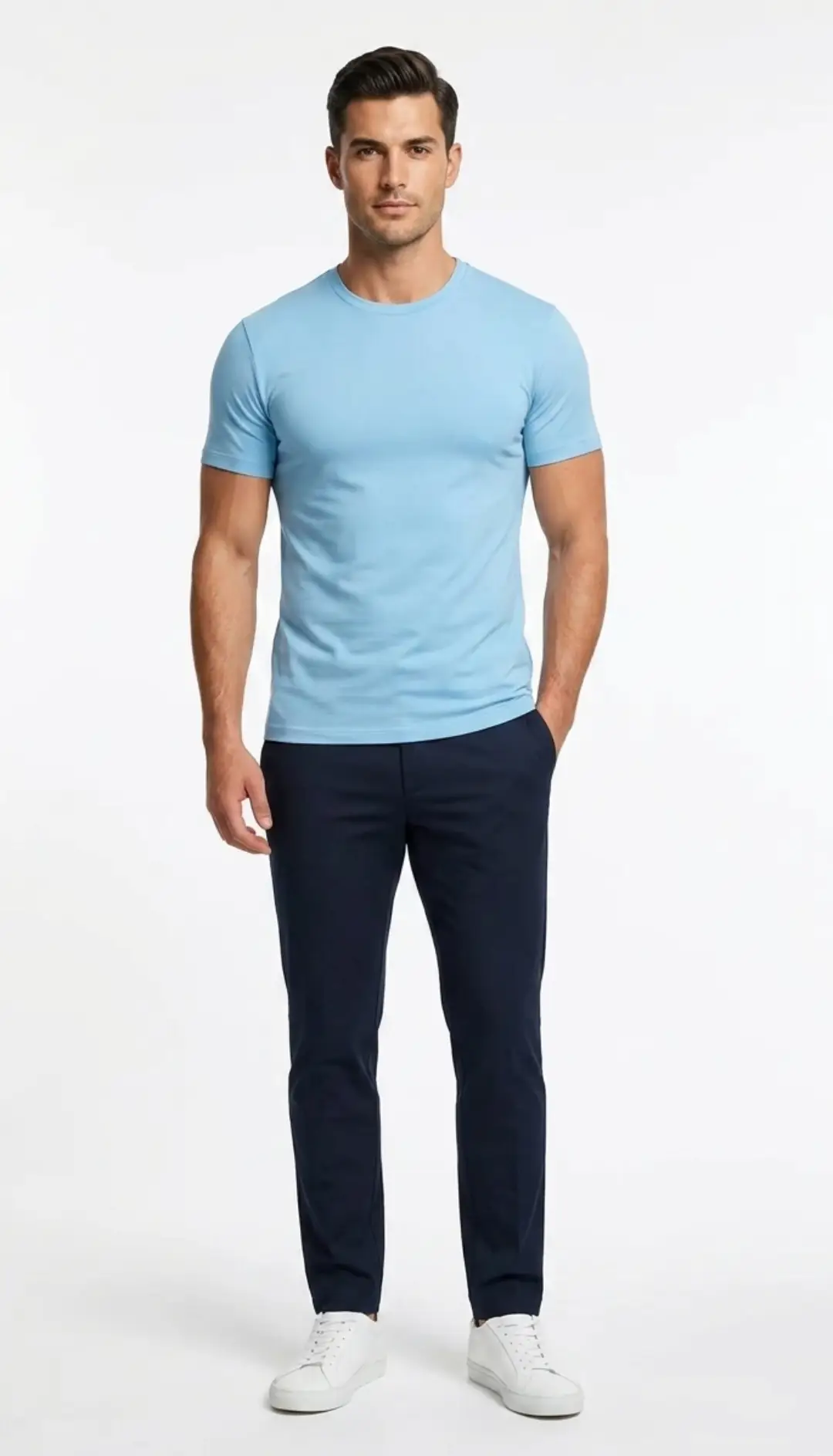 Spandex Cotton Stretch T-shirt Baby Blue - Image 3