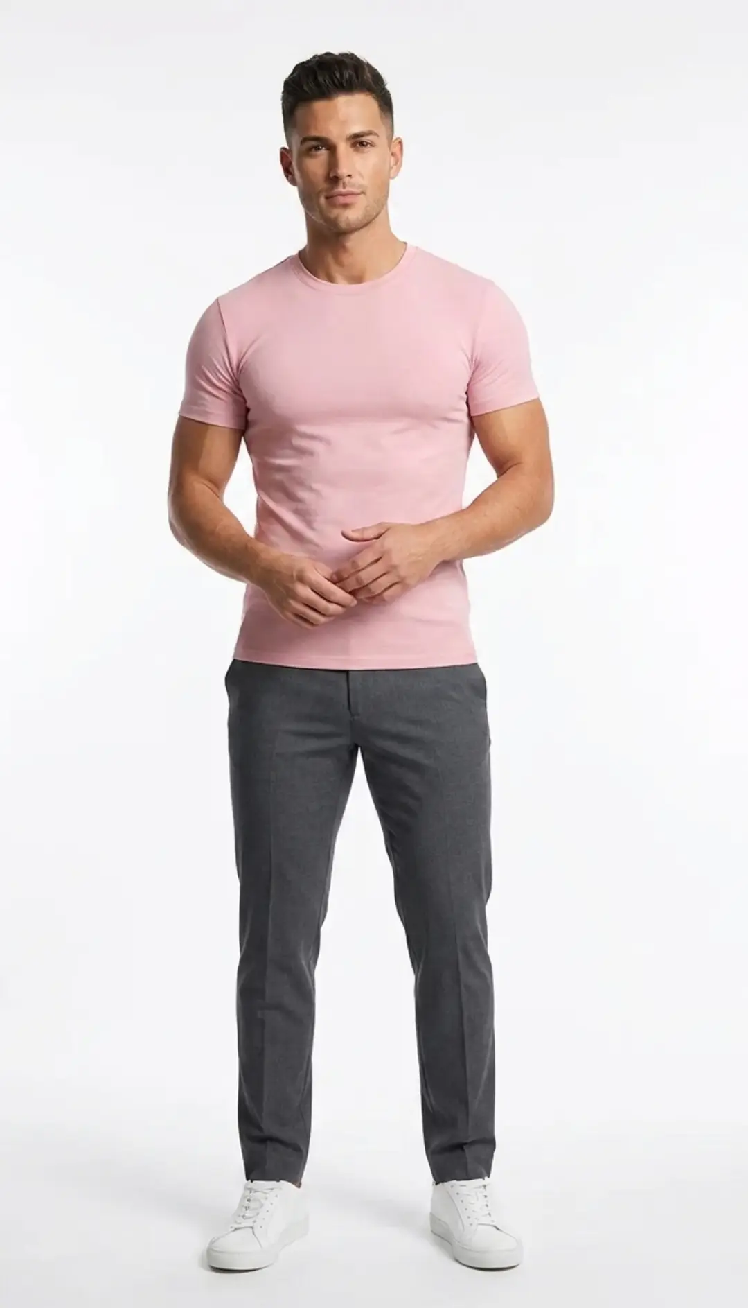 Spandex Cotton Stretch T-shirt Light Baby Pink - Image 3
