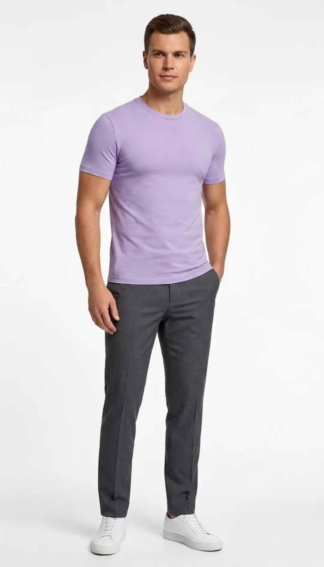 Spandex Cotton Stretch T-shirt Lavender - Image 3