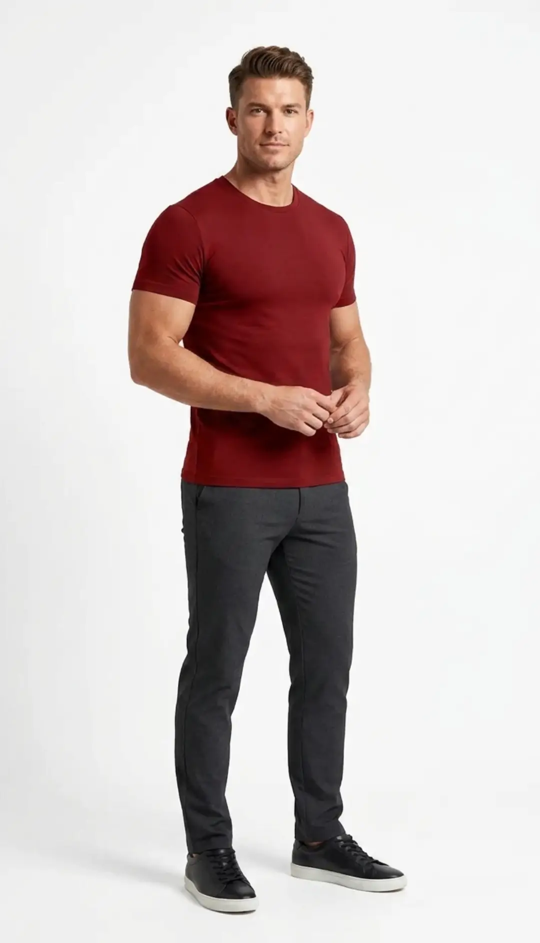 Spandex Cotton Stretch T-shirt Red - Image 3