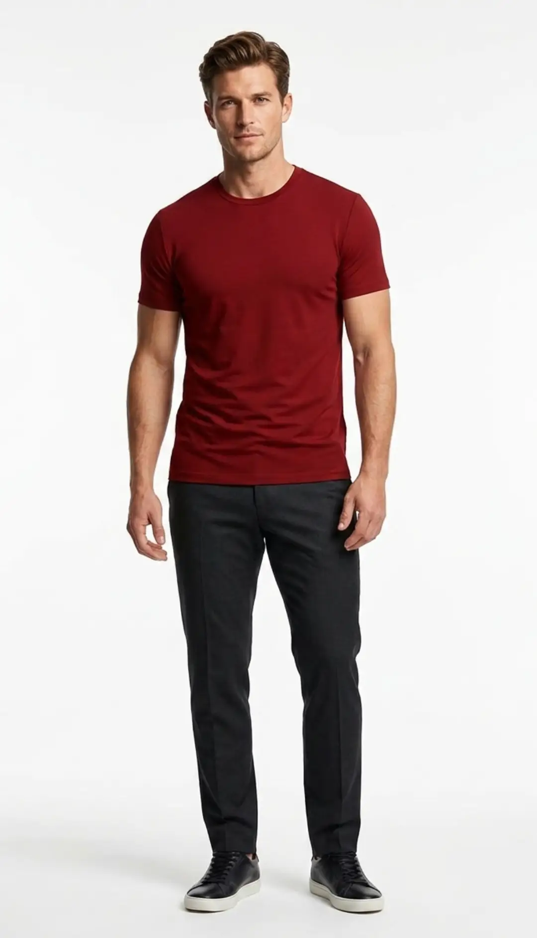 Spandex Cotton Stretch T-shirt Red - Image 4