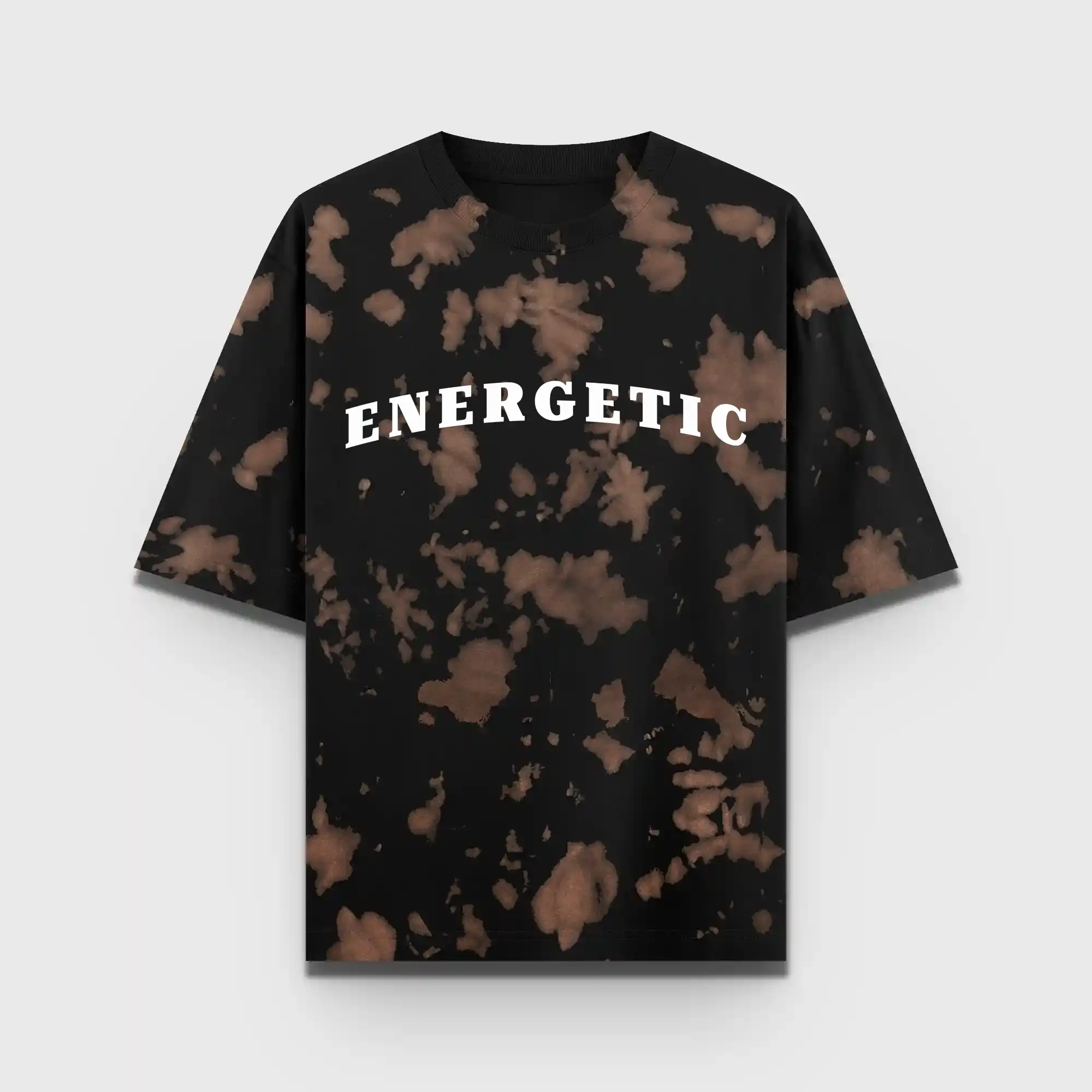 Energetic Brown Black Tie Dye Oversize Cotton T-shirt - Image 2