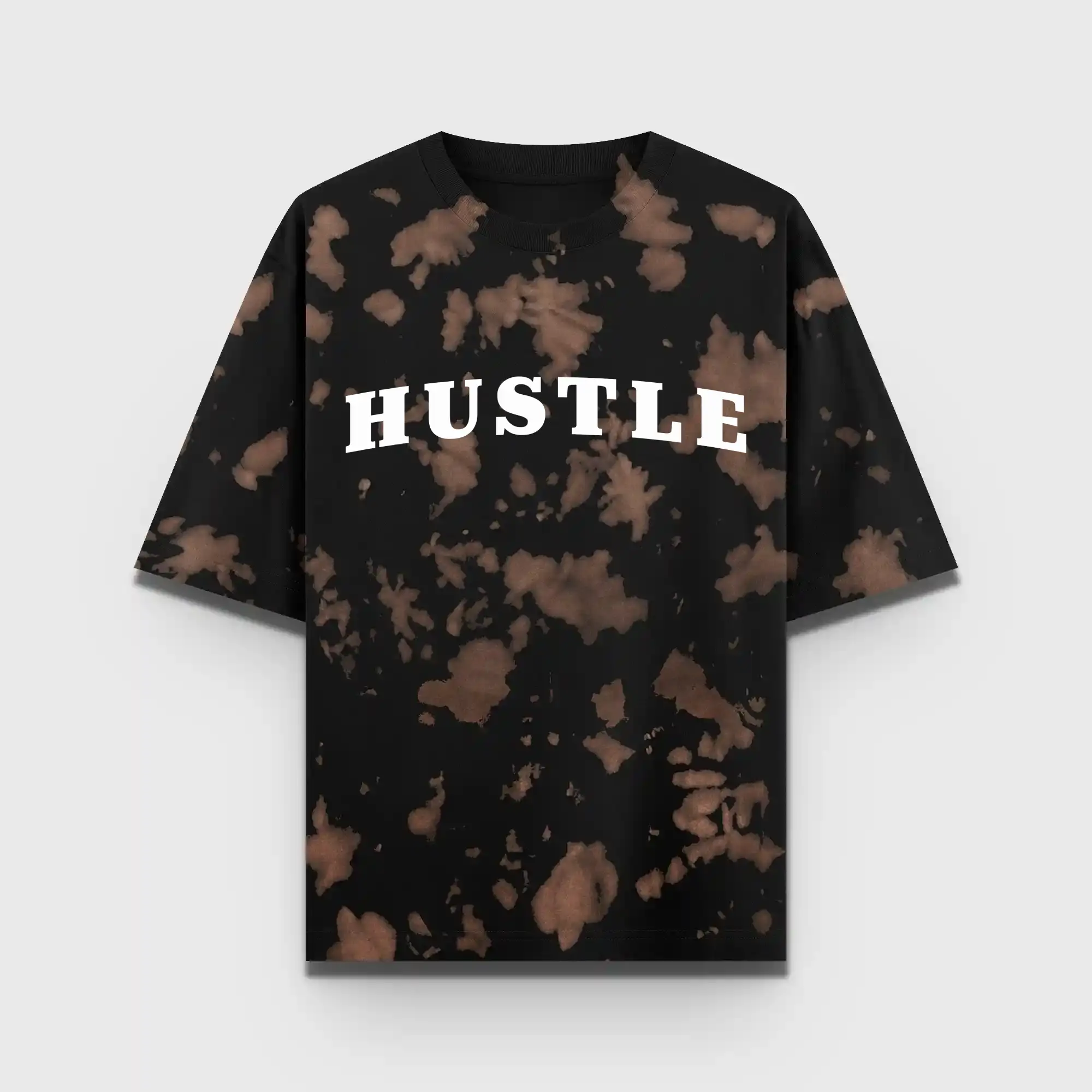 Hustle Brown Black Tie Dye Oversize Cotton T-shirt - Image 2