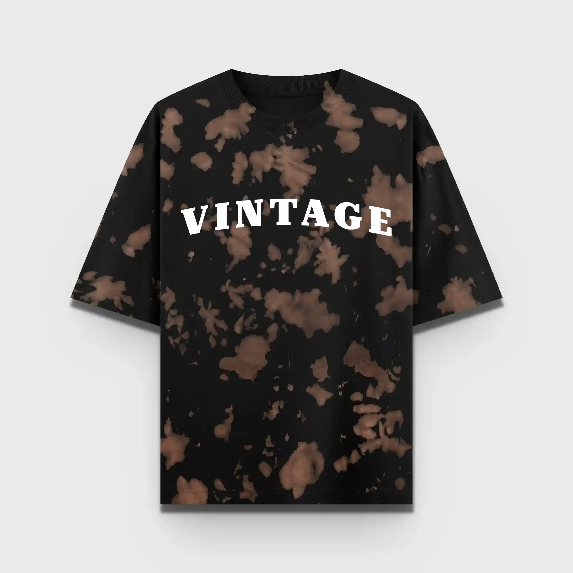 Vintage Brown Black Tie Dye Oversize Cotton T-shirt - Image 2