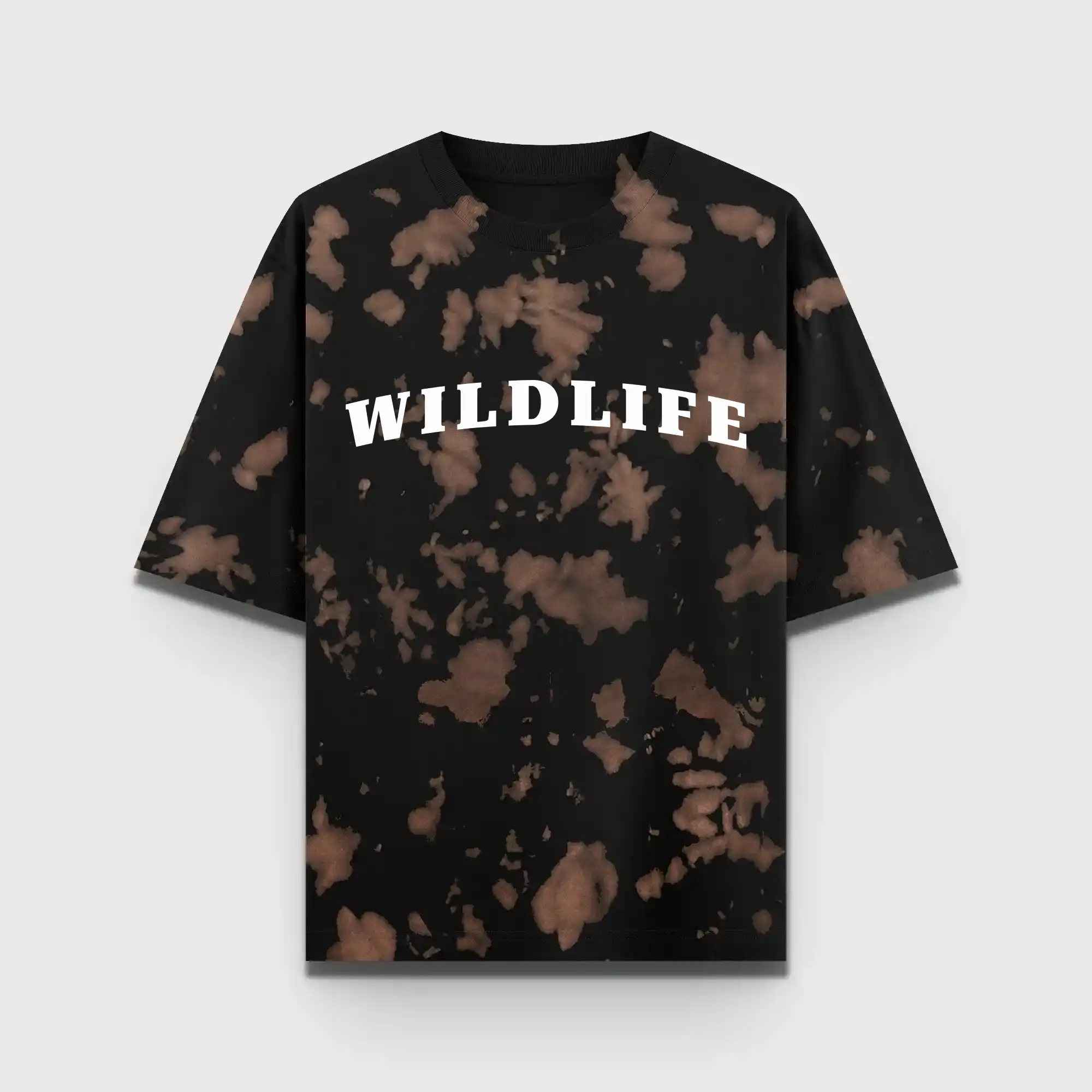 Wildlife Brown Black Tie Dye Oversize Cotton T-shirt - Image 2