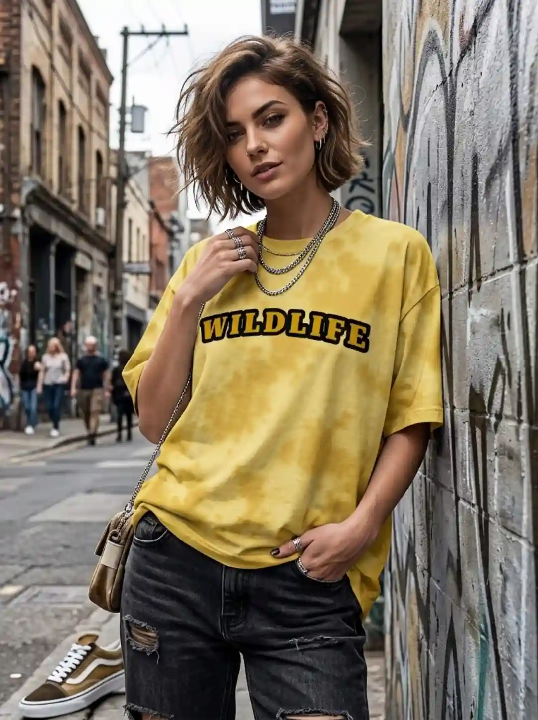 Wildlife Tie Dye Oversize Cotton T-shirt