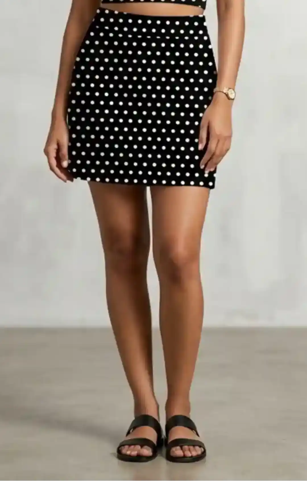 Black White Polka Print Mini Skirt And Tube Top Set - Image 3