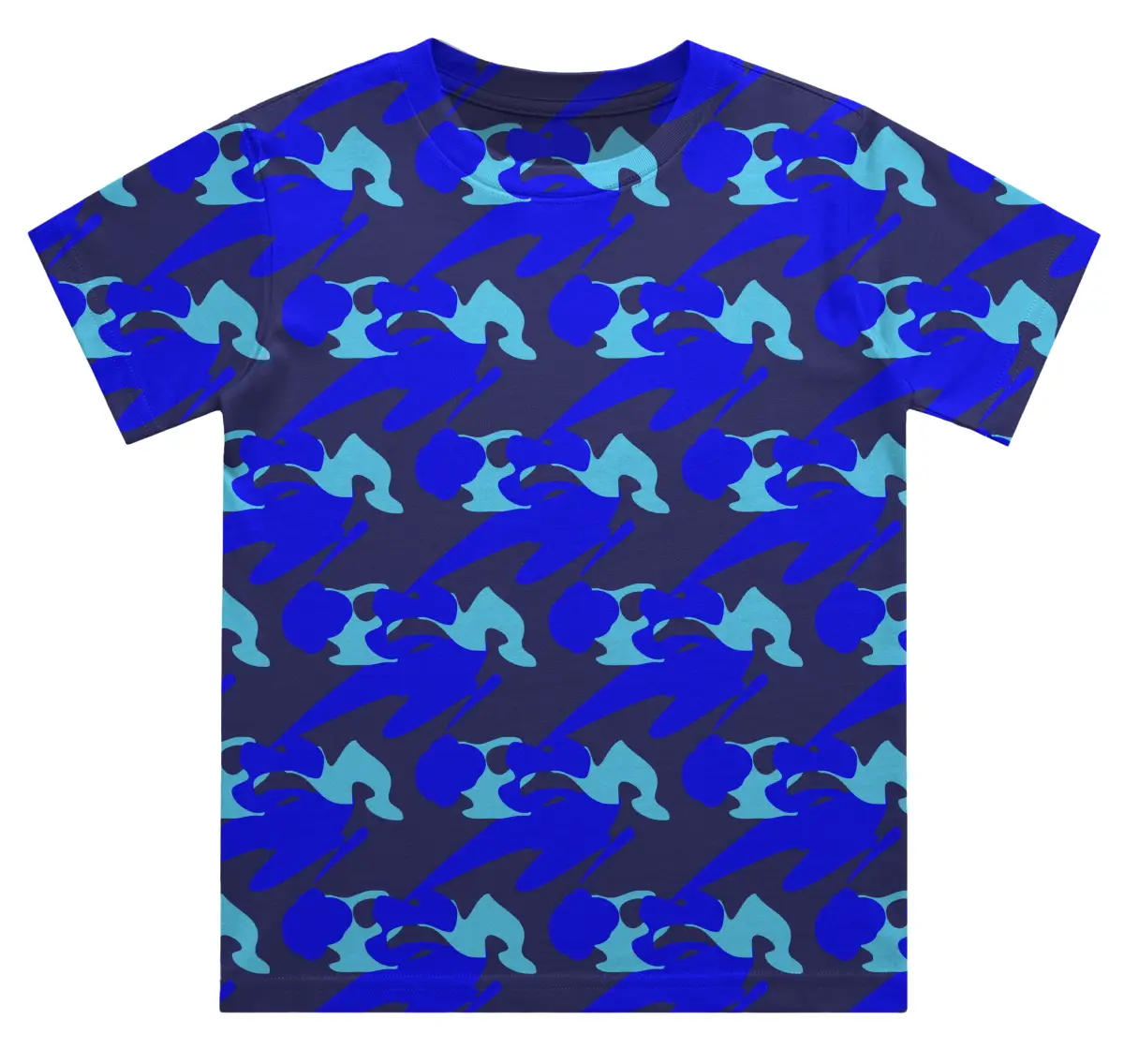 Kids Blue Camouflage T-shirt - Image 2