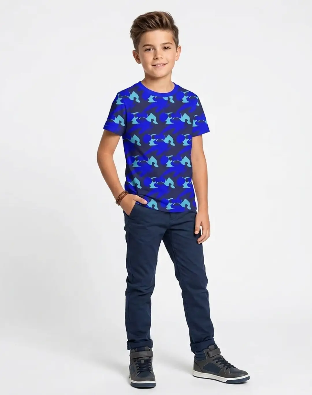 Kids Blue Camouflage T-shirt