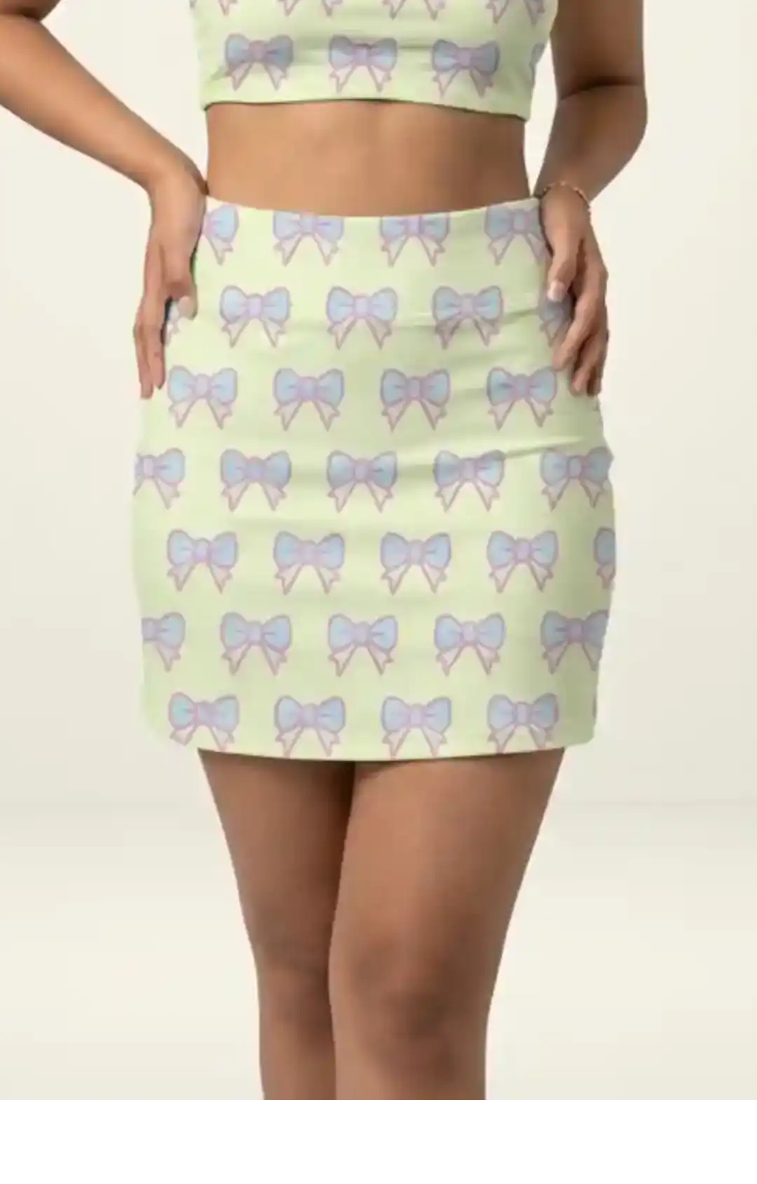 Bow Print Mini Skirt And Tube Top Set - Image 3