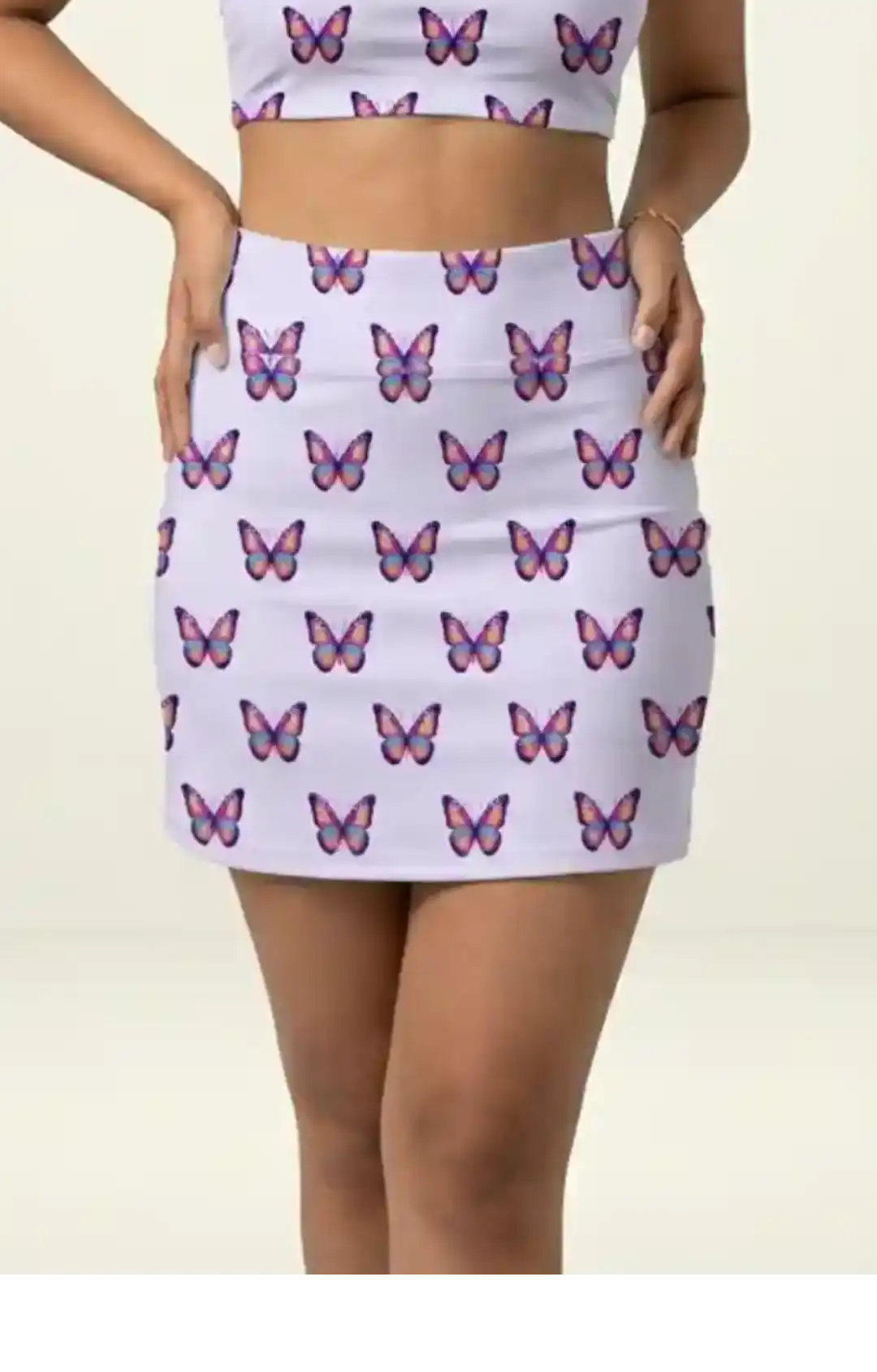 Butterfly Print Mini Skirt And Tube Top Set - Image 3